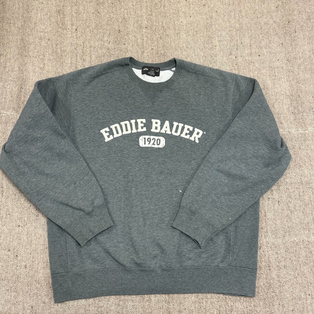 Vintage Graphic Crewneck Sweatshirt Men Large Grey 2000s‎ Eddie Bauer